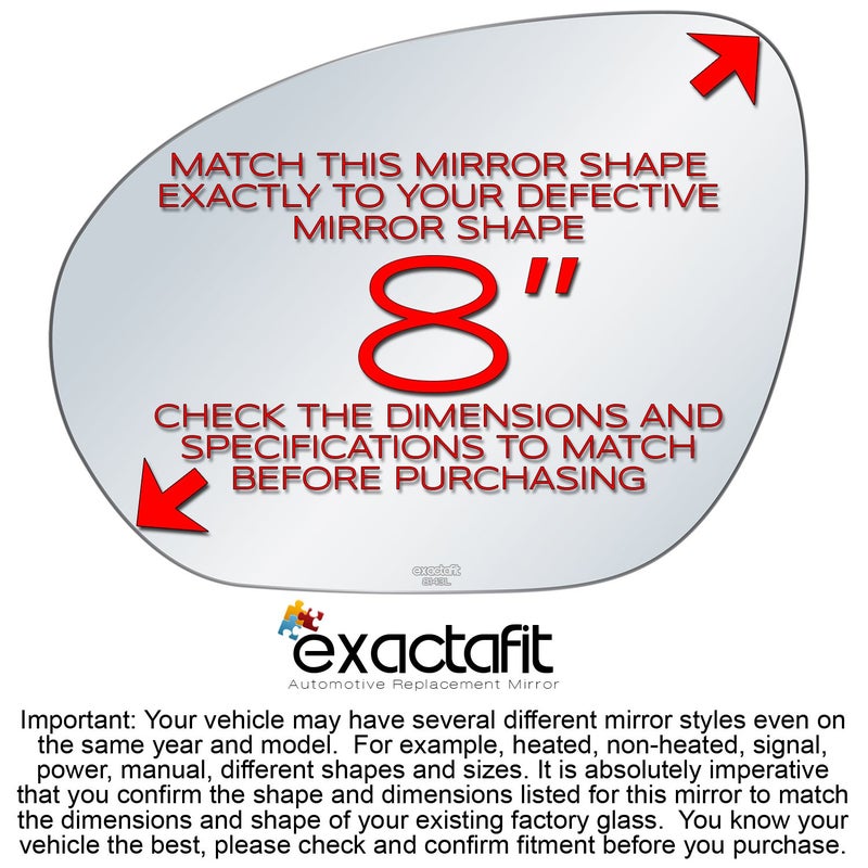 Rugged TUFF Driver Side Mirror Glass Replacement For 2009 2010 2011 2012 2013 2014 Nissan Cube, 2011-2014 Nissan Juke Left Door Mirrors with Adhesives exactafit 8143L - Image 2